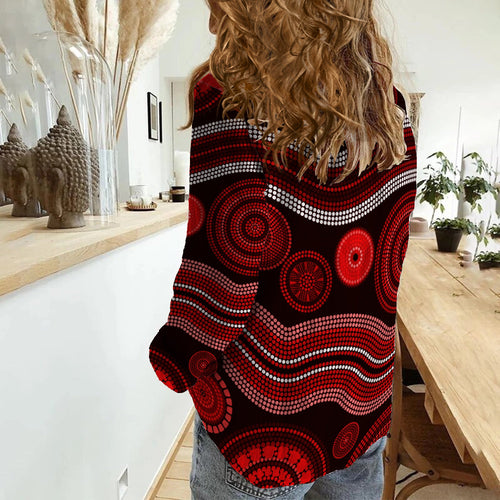 women-casual-shirt-aboriginal-dot-unique-style-red