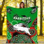 Rabbitohs Rugby Aboriginal Art Blanket - LT12