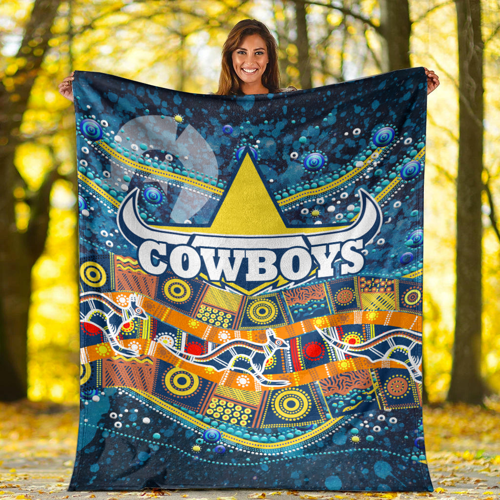 naidoc-week-cowboys-premium-blanket-aboriginal-dot-painting