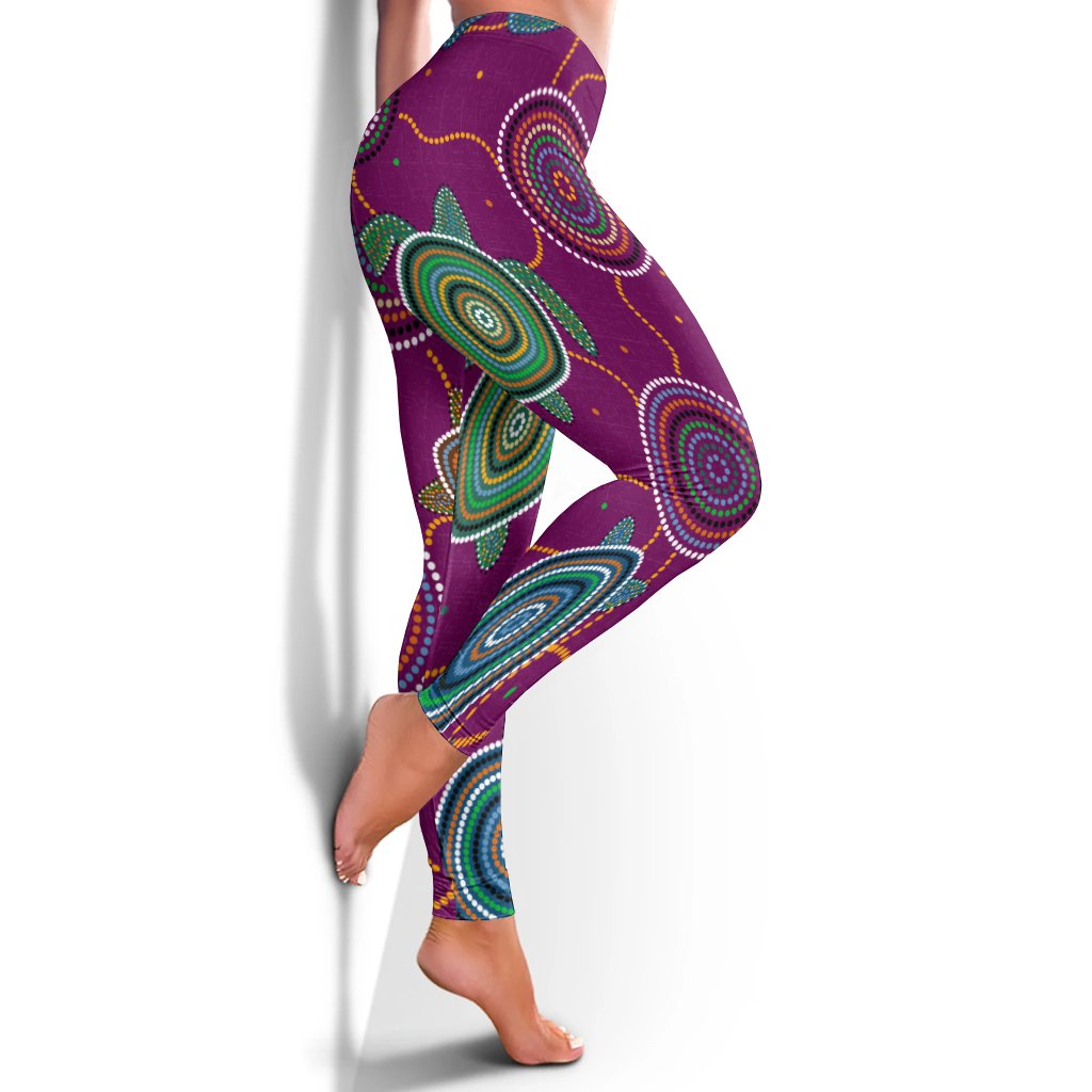legging-aboriginal-turtle-purple-australia-dot-patterns