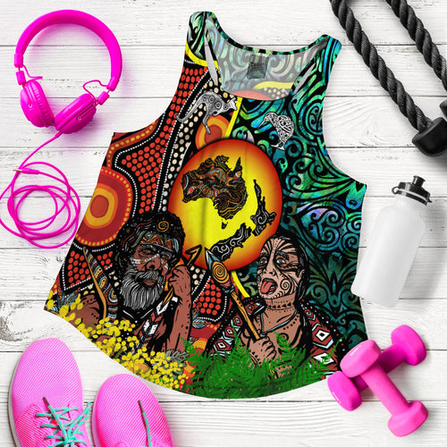 Australia Aboriginal Kangaroo Combine New Zealand Maori Kiwi Bird Women Tank Top - LT2