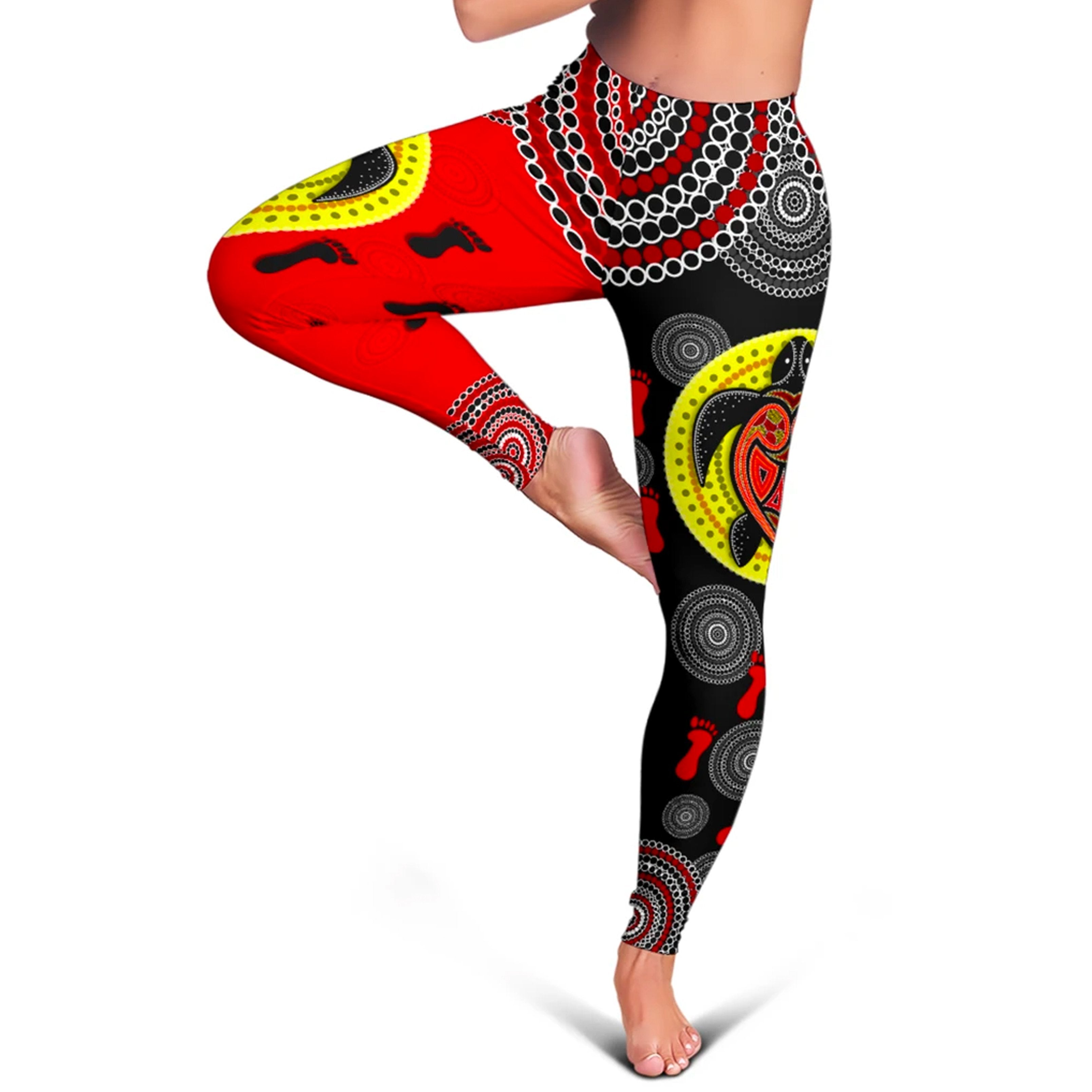 aboriginal-legging-turtle-footprint-circle-dot-painting