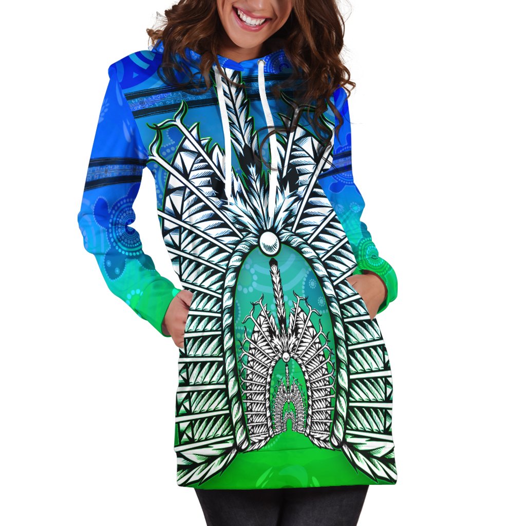 Hoodie Dress - Turtle Background With Dhari Mask - Vibe Hoodie