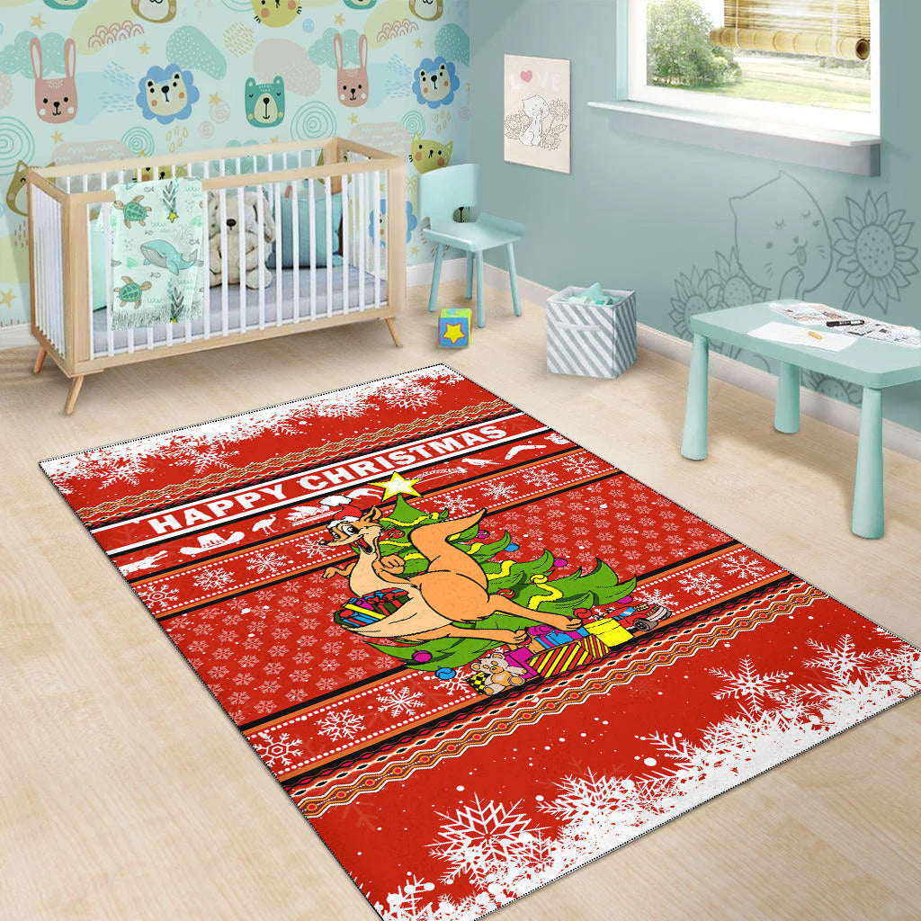 Australia Christmas Kangaroo Aboriginal Pattern Area Rug - LT2