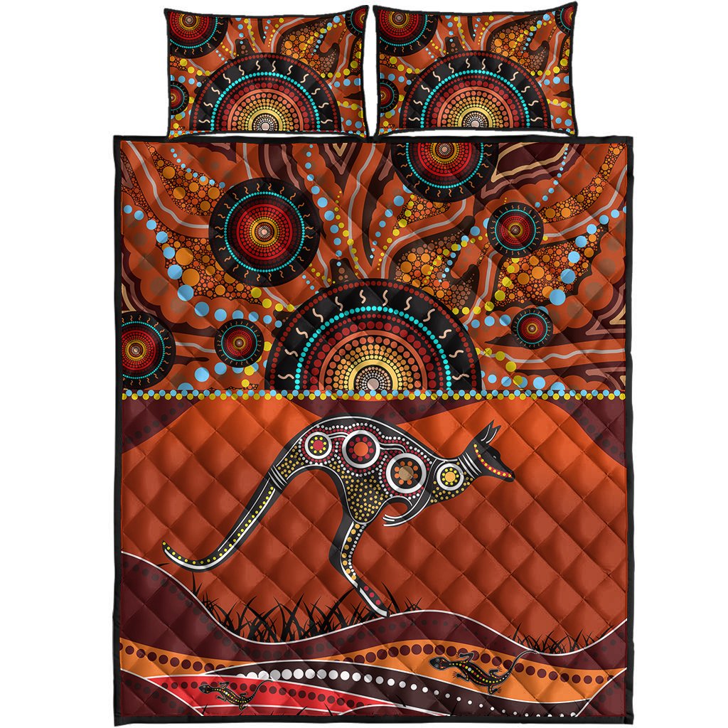 aboriginal-quilt-bed-set-kangaroo-with-dot-painting