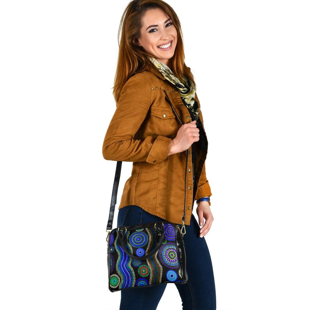 Shoulder Handbag - Aboriginal Dot Unique Style Blue - Vibe Hoodie