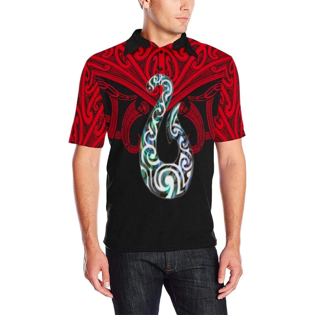 maori-tattoo-polo-shirt-hei-matau-abalone-red