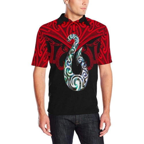 maori-tattoo-polo-shirt-hei-matau-abalone-red