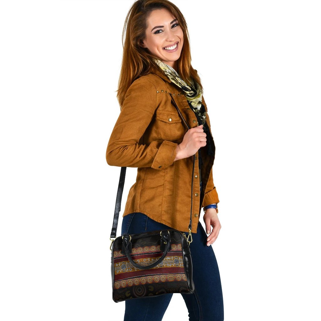 Shoulder Handbag -  Aboriginal Dot Panting Art Horizontal Lines - Vibe Hoodie