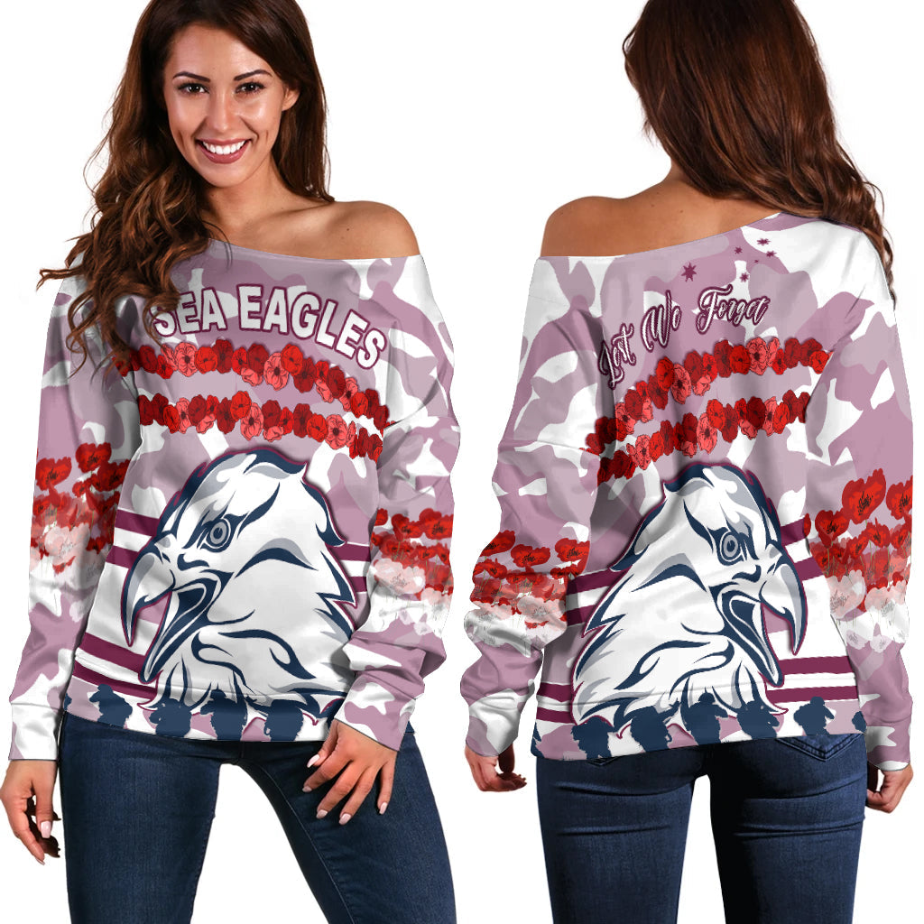 Sea Eagles Anzac Day Women Off Shoulder Sweater Proud Soldiers Lest We Forget Ver.02 LT13