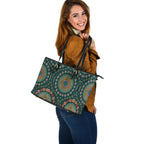 large-leather-totes-aboriginal-green-dot-painting-with-earth