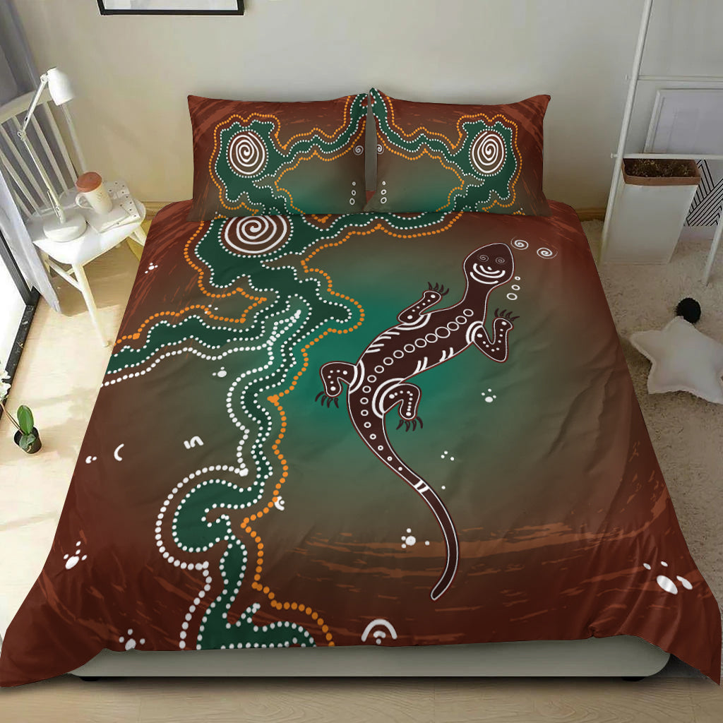 aboriginal-lizard-bedding-set-indigenous-dot-painting-art