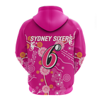 Sydney Sixers Aboriginal Art Cricket 2022 Hoodie - LT12