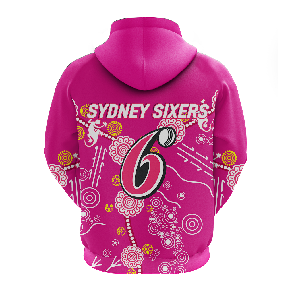 Sydney Sixers Aboriginal Art Cricket 2022 Hoodie - LT12