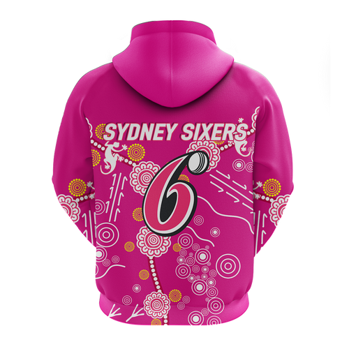 Sydney Sixers Aboriginal Art Cricket 2022 Hoodie - LT12