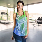 Torres Strait Islander Women's Racerback Tank - Dhari Mask Ocean Style - Vibe Hoodie