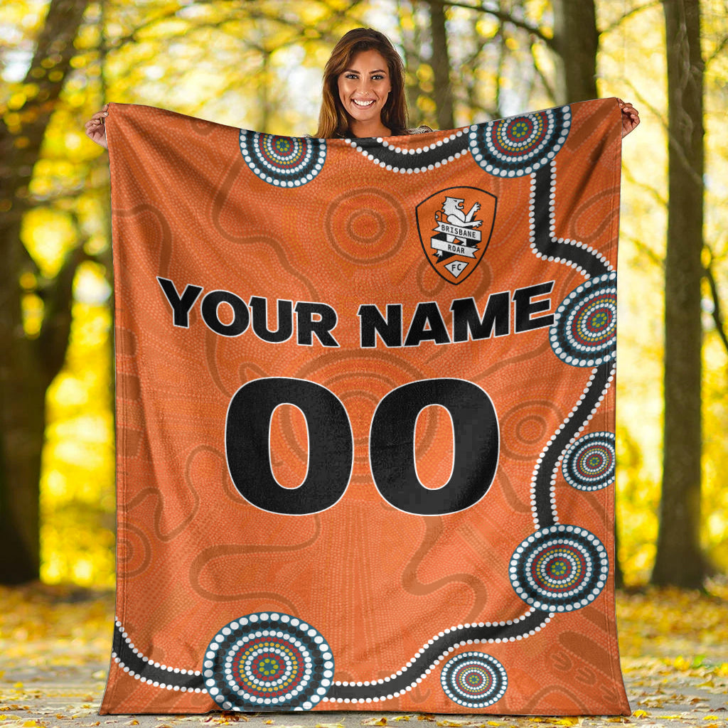 custom-personalised-brisbane-roar-blanket-indigenous-dot-painting-art