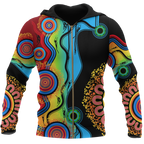 aboriginal-zip-up-hoodie-circle-dot-painting-flowers-patterns-blue-dream