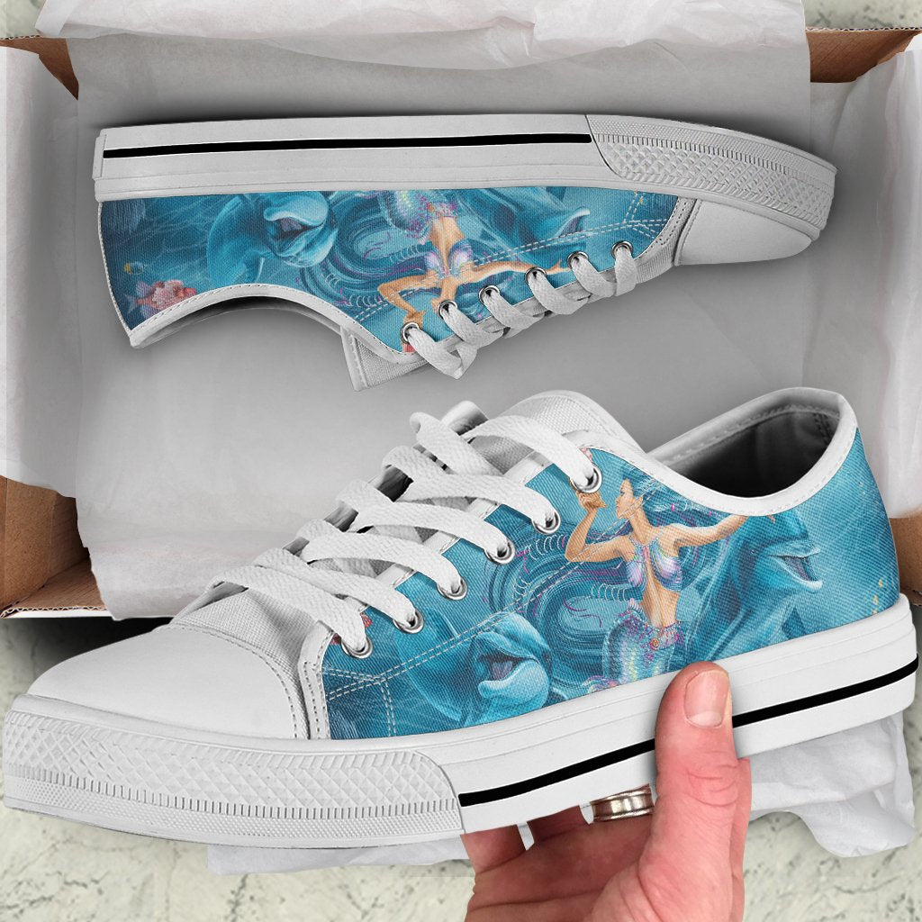 low-top-shoes-australia-beautiful-mermaid-with-dolphin
