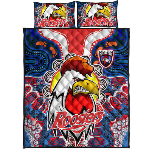 roosters-indigenous-rugby-custom-quilt-bed-set-protection-under-the-sun