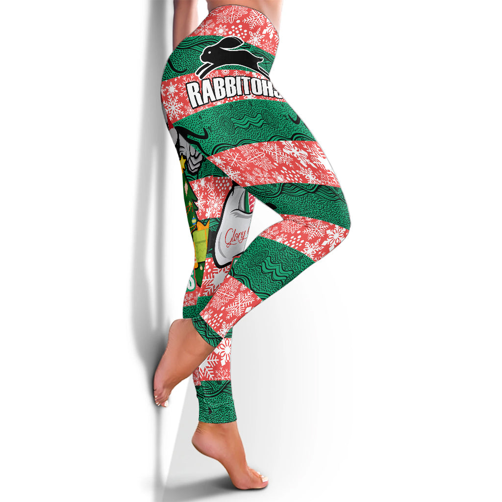 rabbitohs-christmas-rugby-leggings-merry-christmas-super-rabbitohs-with-rugby-ball-and-aboriginal-patterns-leggings