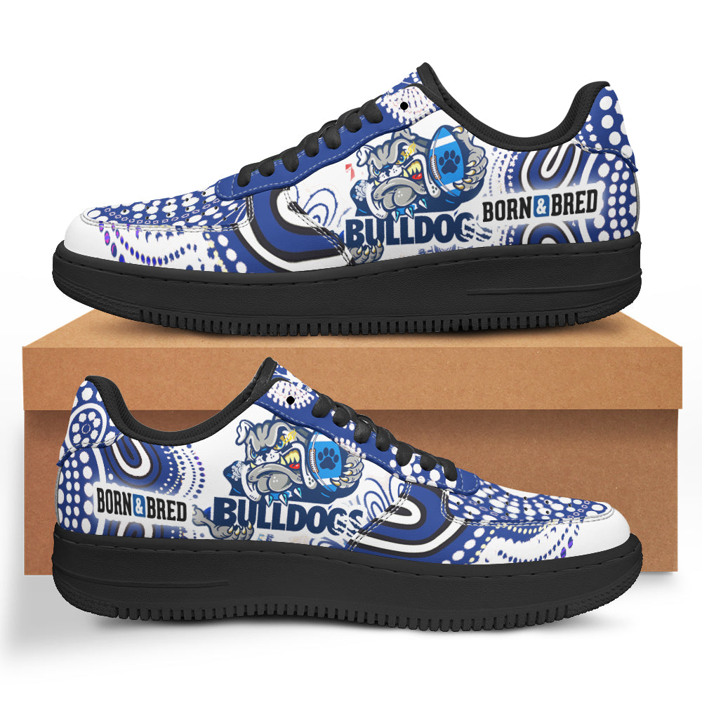 bulldogs-rugby-born-bred-low-top-sneakers-f1-indigenous-bulldogs-with-rugby-ball-and-aboriginal-patterns-low-top-sneakers