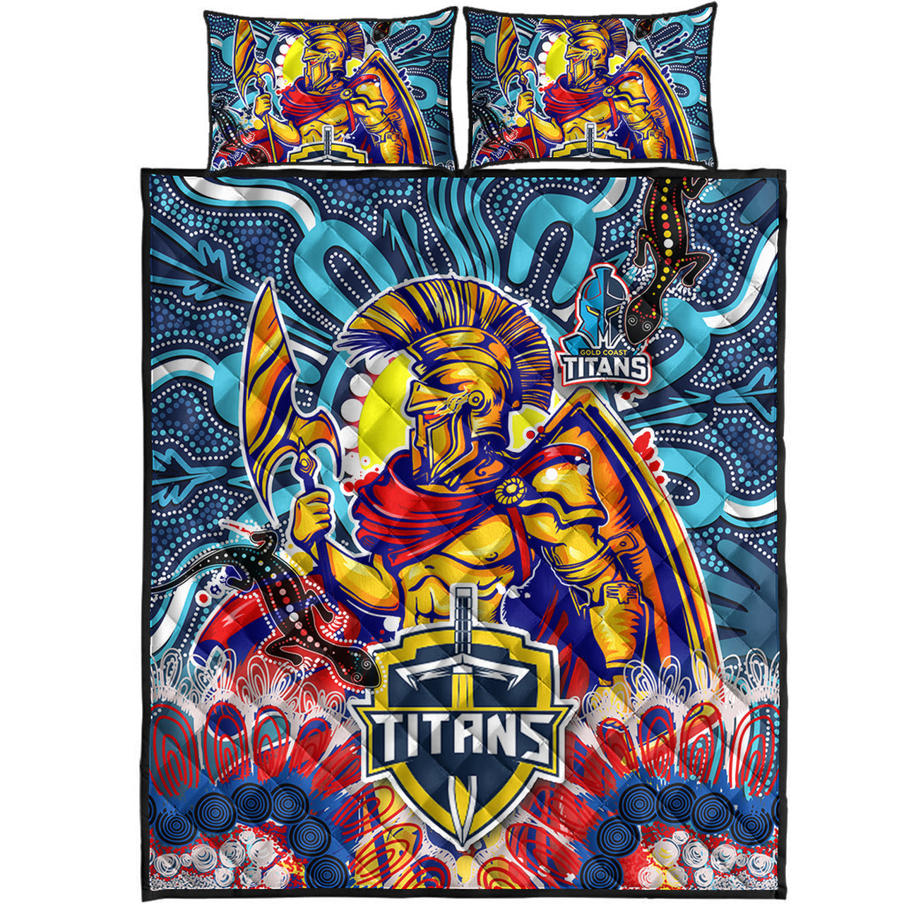 titans-aboriginal-custom-rugby-quilt-bed-set-the-indigenous-titans-warriors-with-aboriginal-lizard-and-sun