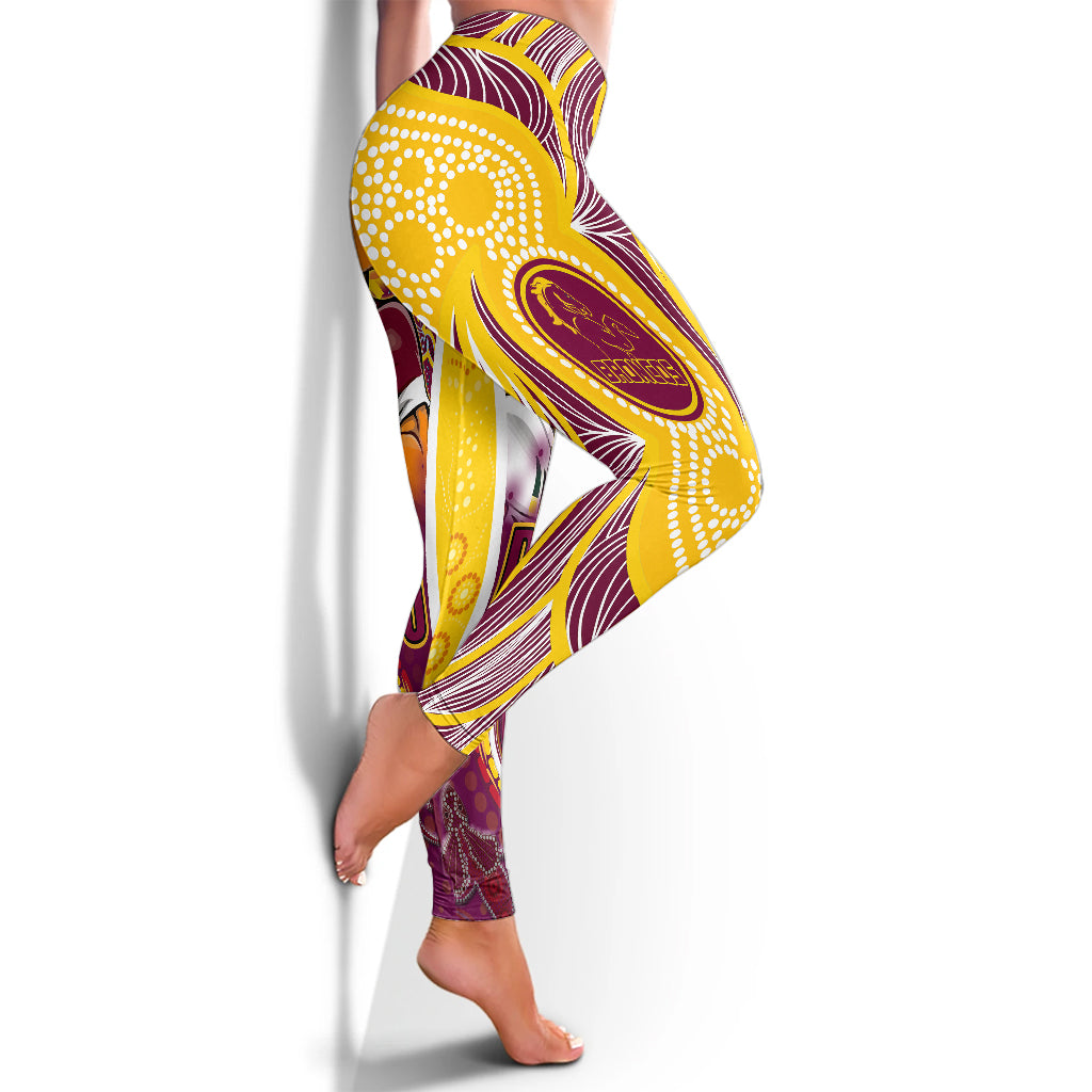 brisbane-broncos-rugby-leggings-broncos-mascot-with-aboriginal-art-leggings