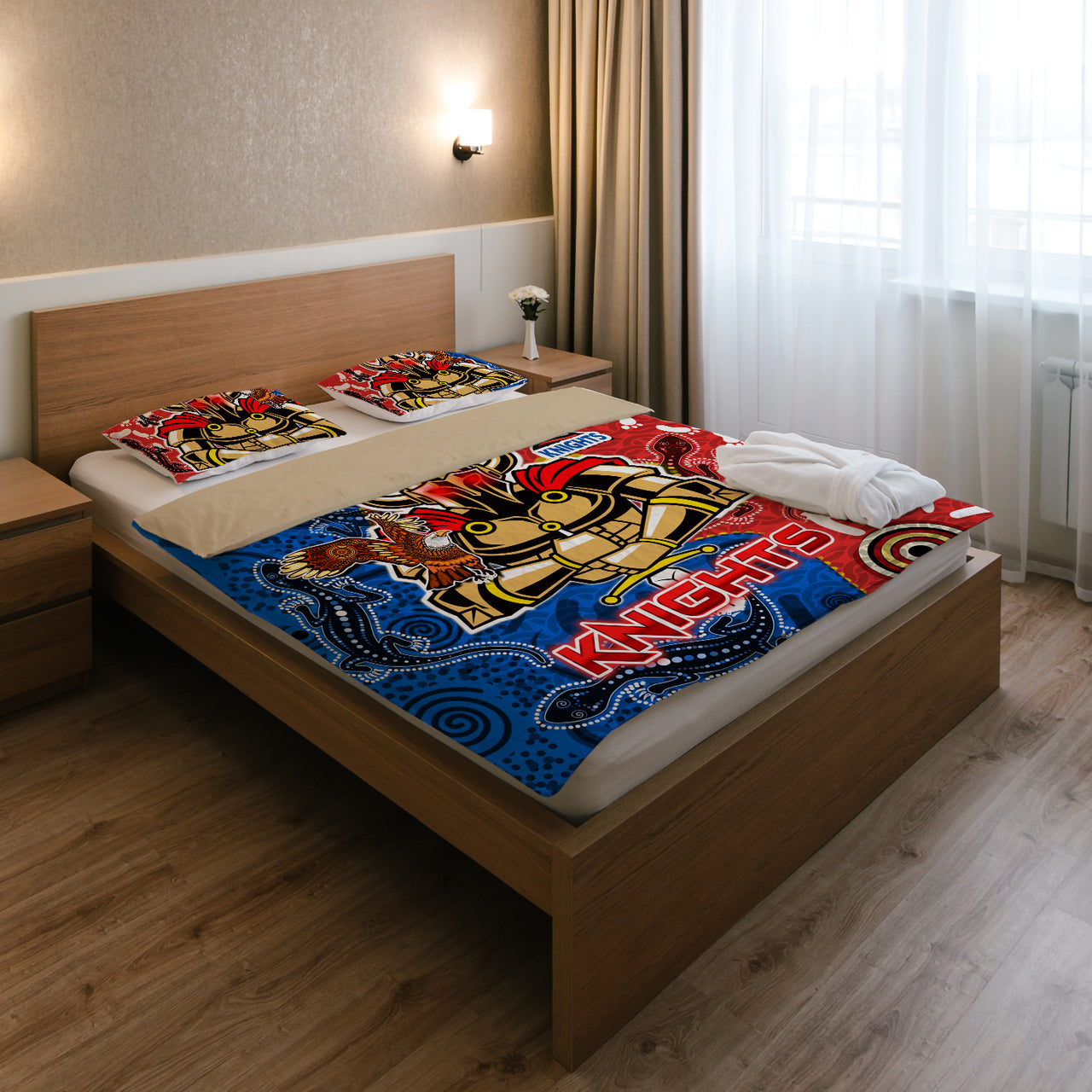 knights-aboriginal-rugby-bedding-set-custom-indigenous-knights-with-aussie-lizard-and-eagle