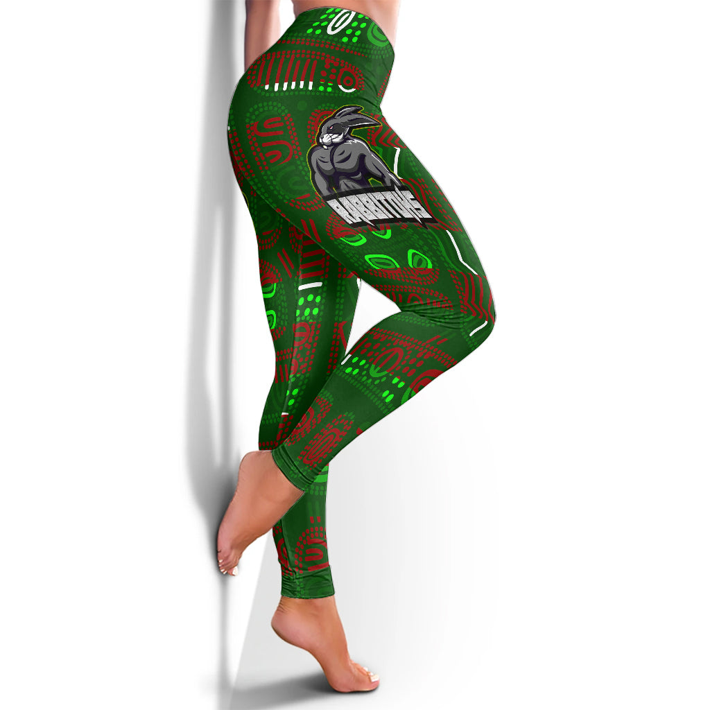 rabbitohs-rugby-leggings-aboriginal-south-sydney-rabbitohs-anzac-let-we-forget-with-poppy-flower-leggings