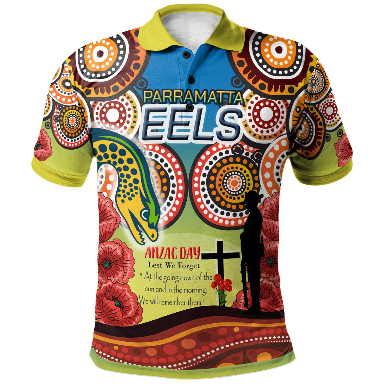 eels-rugby-aboriginal-polo-shirt-anzac-day-let-we-forgot-poppy-flower-patterns-polo-shirt