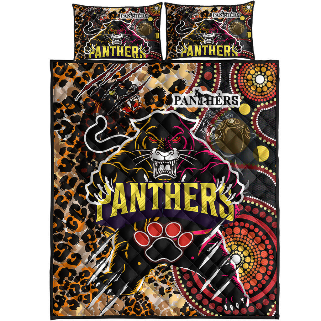 panthers-rugby-league-football-club-quilt-bed-set-the-indigenous-wild-black-panthers-scratch-style