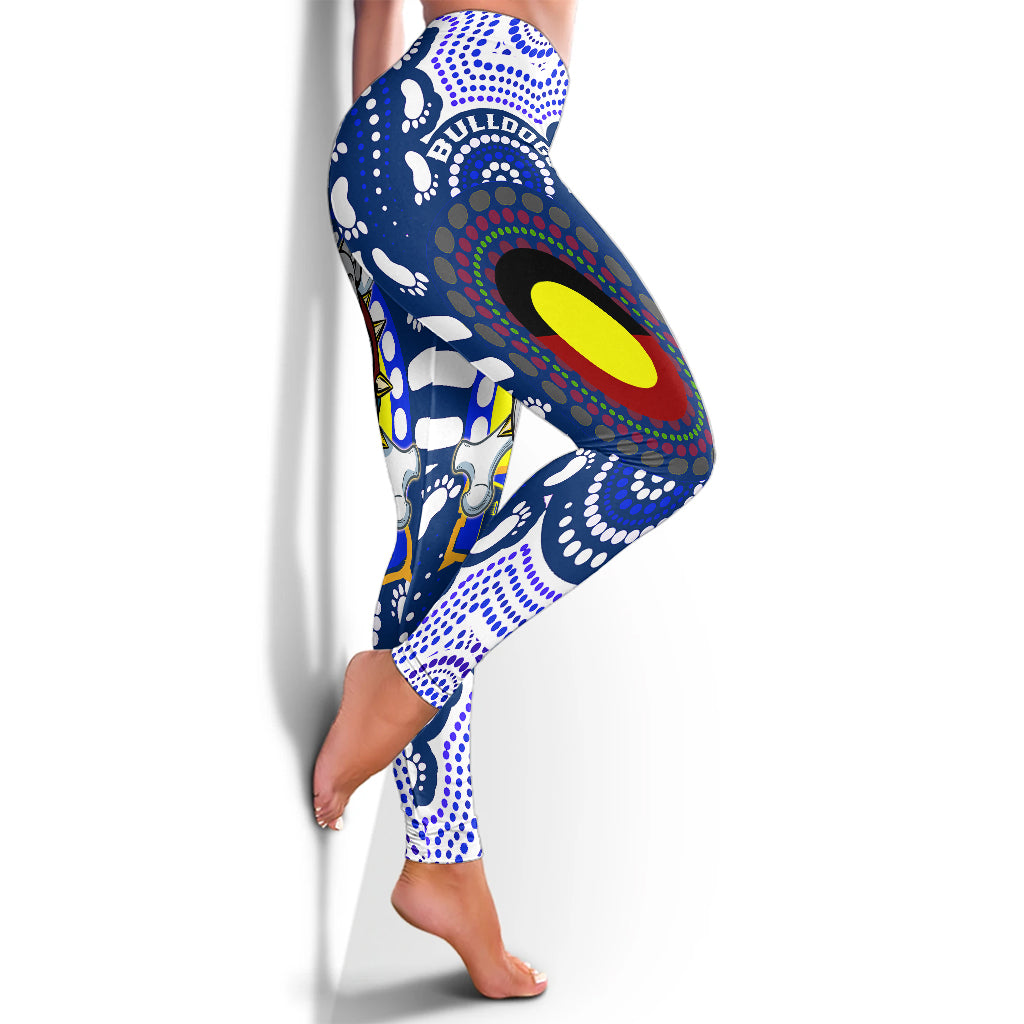bulldogs-rugby-indigenous-leggings-custom-super-berries-with-aboriginal-flag-and-footprint-leggings