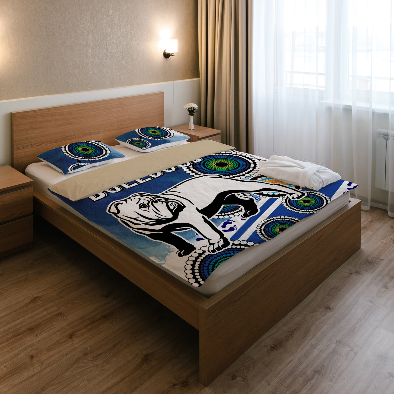 bulldogs-rugby-bedding-set-custom-indigenous-bulldogs-bedding-set