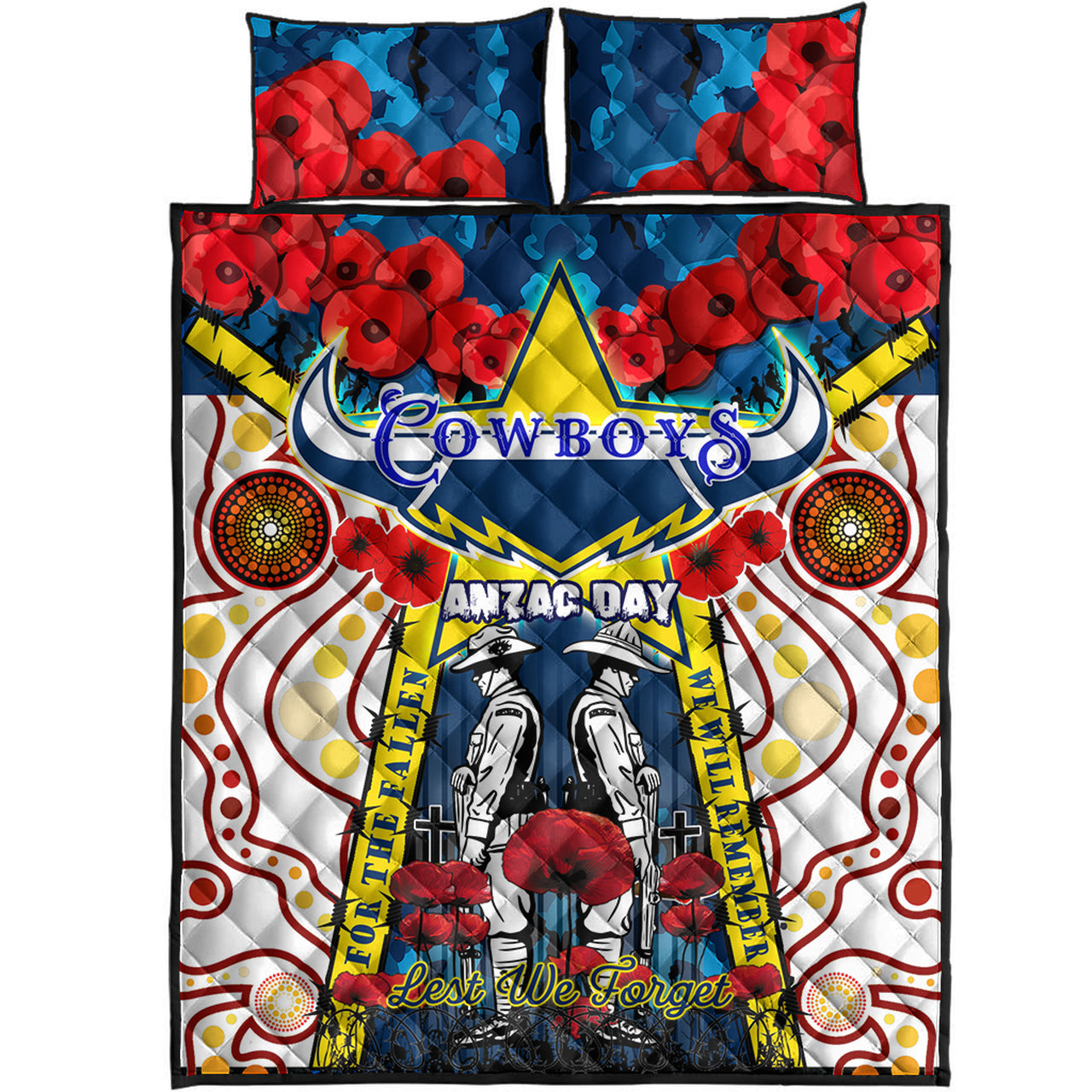 cowboys-anzac-day-watercolour-rugby-quilt-bed-set-custom-remembrance-cowboys-with-poppy-flower