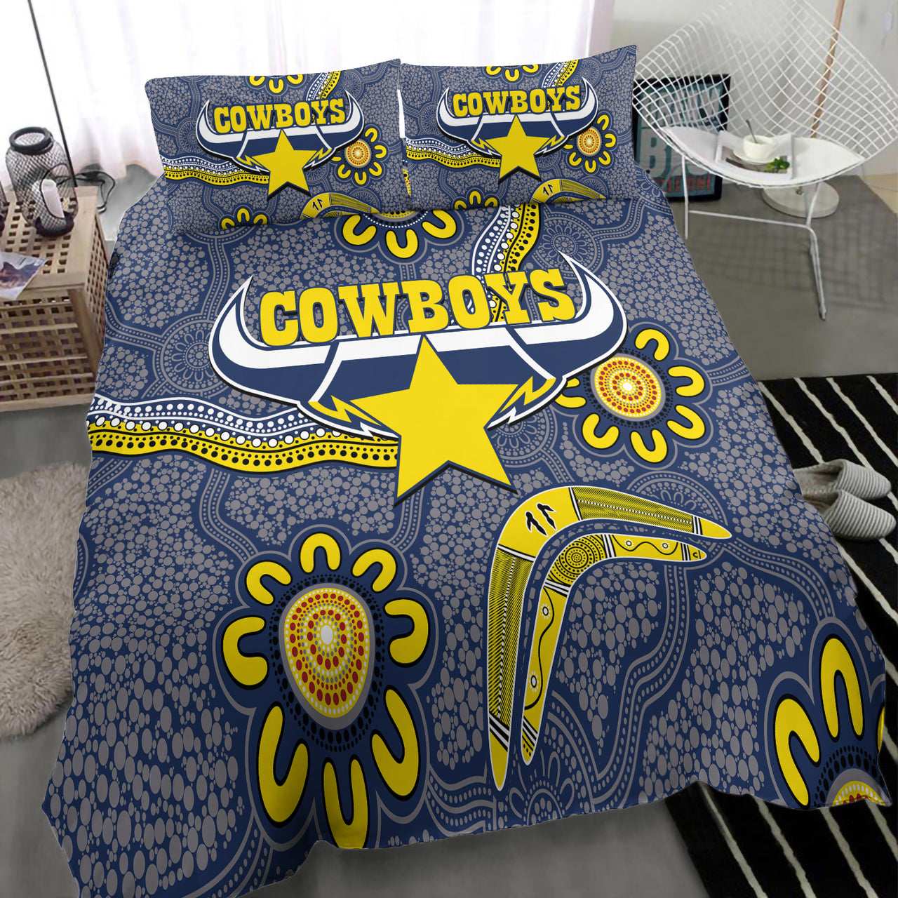 cowboys-rugby-bedding-set-aboriginal-boomerang-cowboys-bedding-set