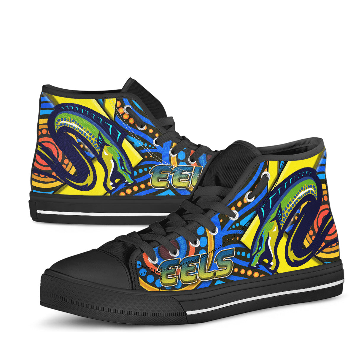 eels-rugby-high-top-shoes-electric-eel-with-aboriginal-patterns