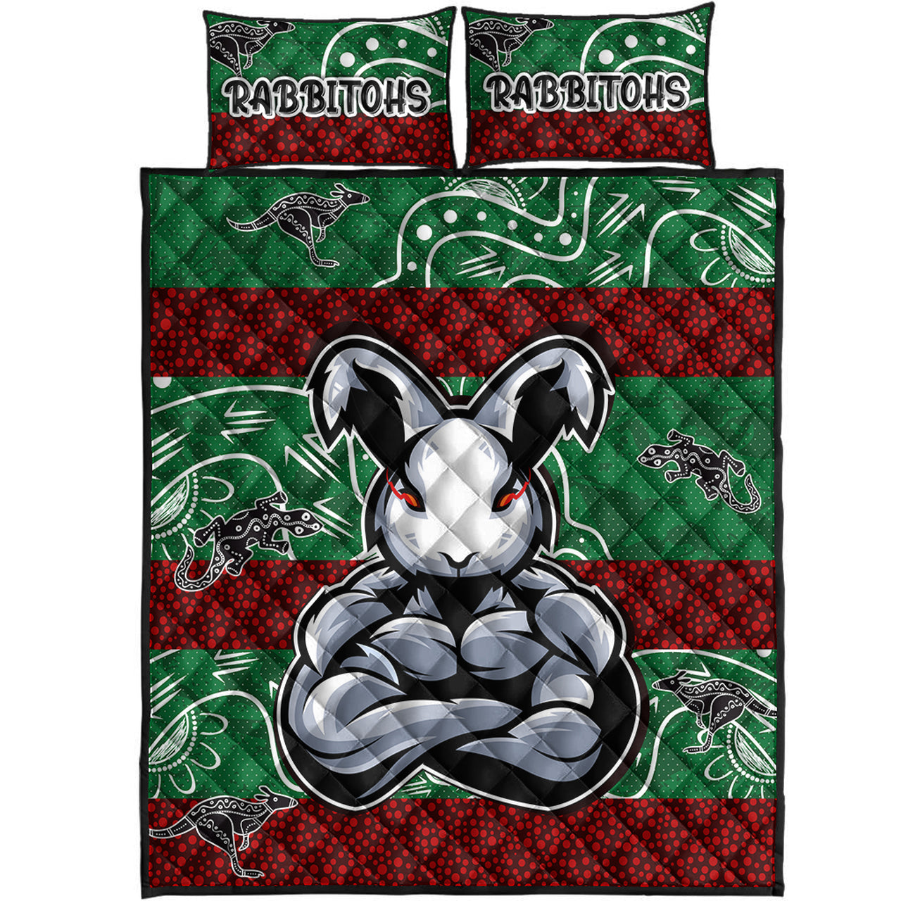 rabbitohs-quilt-bed-set-custom-indigenous-super-rabbitohs-quilt-bed-set