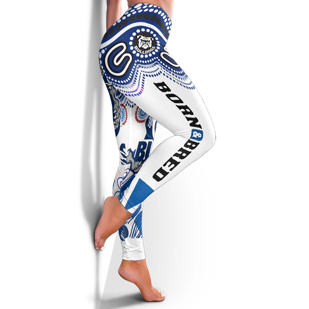 bulldogs-rugby-born-bred-leggings-indigenous-bulldogs-with-rugby-ball-and-aboriginal-patterns-leggings