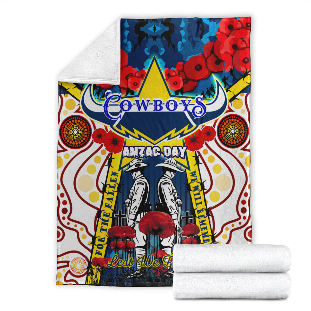 copy-of-cowboys-rugby-anzac-day-watercolour-blanket-custom-remembrance-cowboys-with-poppy-flower