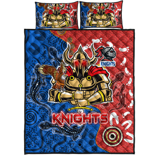 knights-aboriginal-rugby-quilt-bed-set-custom-indigenous-knights-with-aussie-lizard-and-eagle