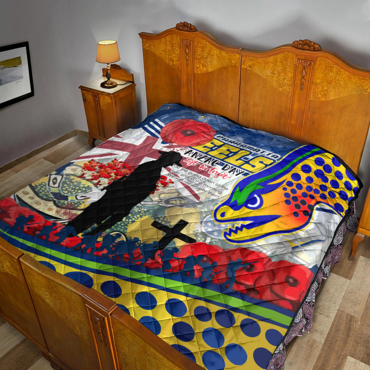 eels-rugby-australia-anzac-day-lest-we-forget-custom-quilt-remembrance-eels-with-anzac-poppy-watercolour-style