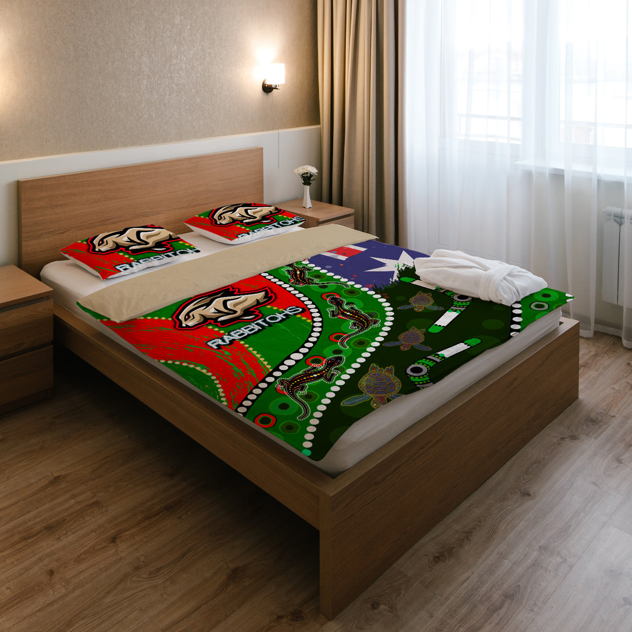 rabbitohs-aboriginal-rugby-custom-bedding-set-the-indigenous-bunniess-army