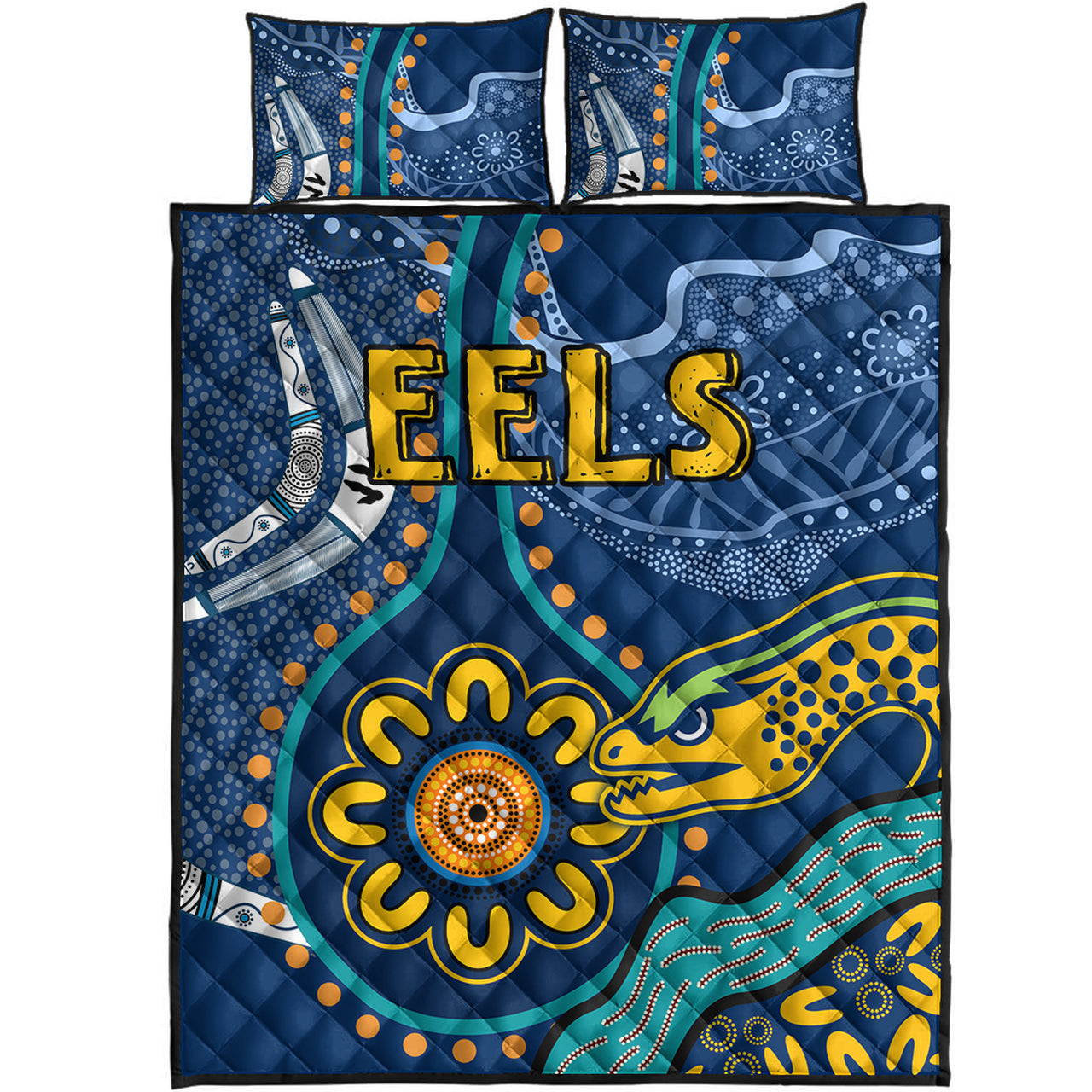 eels-rugby-quilt-bed-set-custom-indigenous-eels-quilt-bed-set