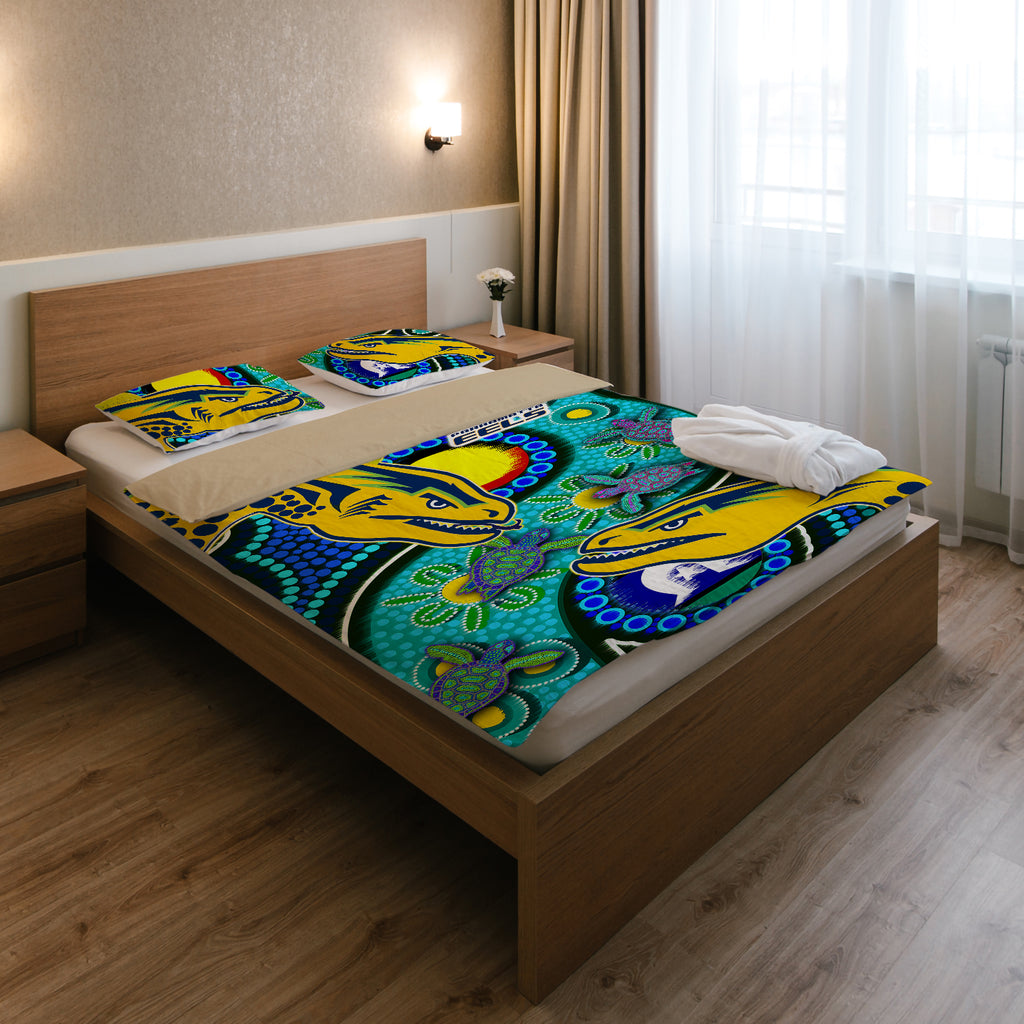 eels-rugby-bedding-set-custom-indigenous-eels-with-aboriginal-and-torres-strait-islander-flag