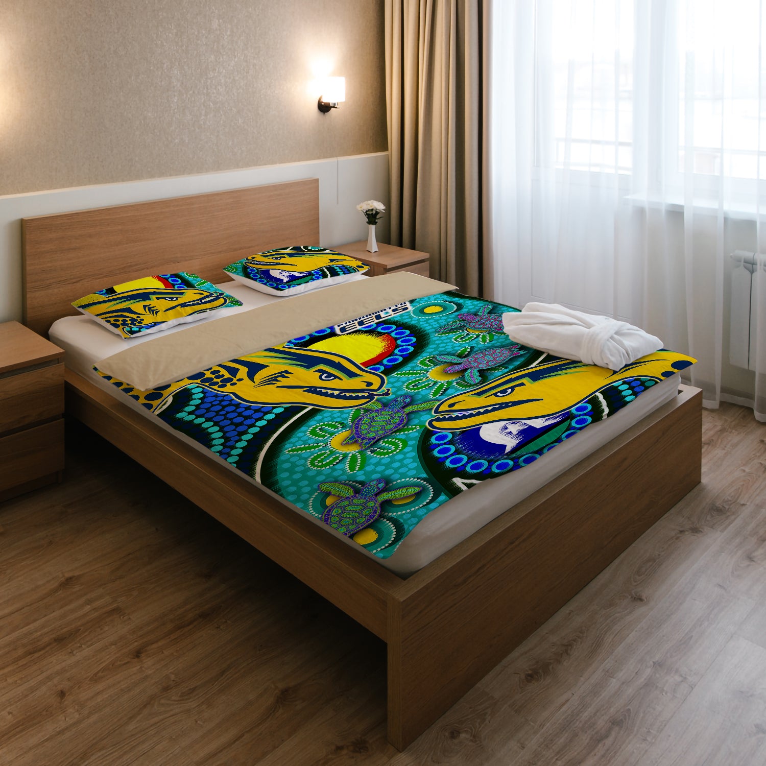 eels-rugby-bedding-set-custom-indigenous-eels-with-aboriginal-and-torres-strait-islander-flag