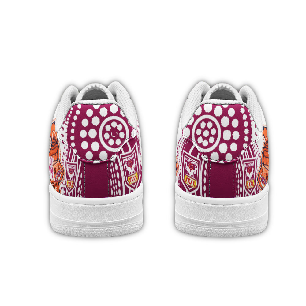 queensland-rugby-league-team-low-top-sneakers-f1-maroons-indigenous-kangaroo-state-of-origin-dot-art-painting-low-top-sneakers