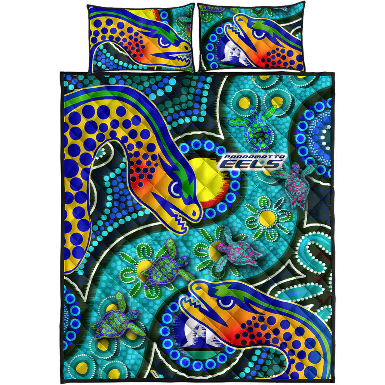 eels-rugby-quilt-bed-set-indigenous-eels-with-aboriginal-and-torres-strait-islander-flag