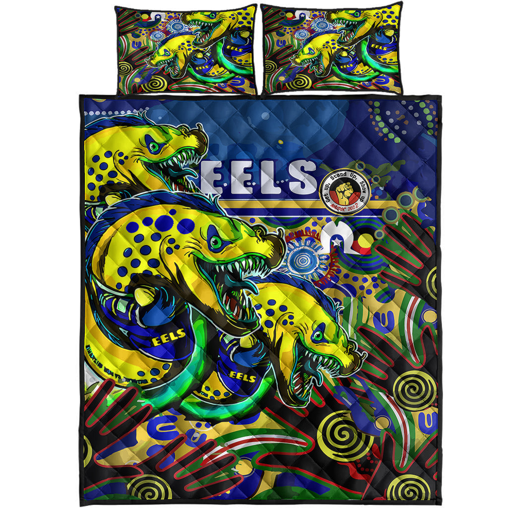 eels-rugby-quilt-bed-set-custom-eels-australia-naidoc-week-getting-up-standing-up-and-showing-up
