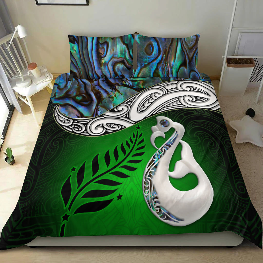 new-zealand-maori-bedding-set-manaia-paua-shell-glitter-green